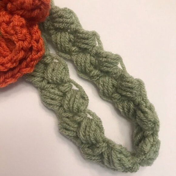 New Baby Headband Floral Orange & Green Poppy Handmade Fits Baby 6–12 mos. - Picture 3 of 4